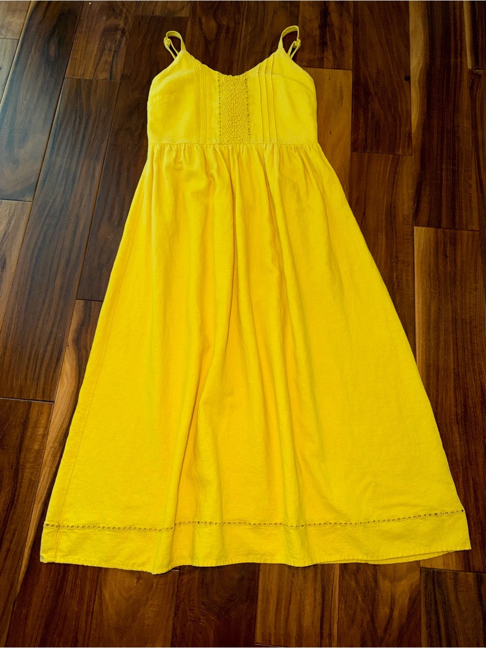 Old Navy Women’s Yellow Sundress Small Linen / Rayon Midi Length